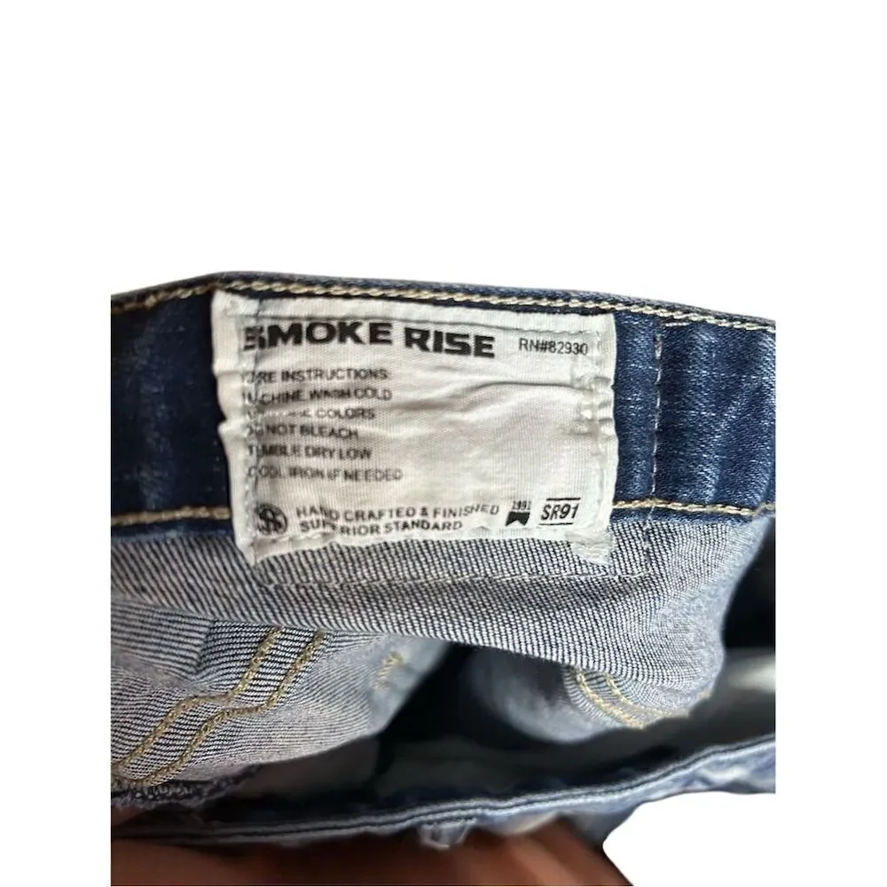 Smoke Rise Men's Distressed Splatter Paint Jeans Blue Size 40x32